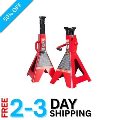 Soportes de gato de acero AT46002R: 6 toneladas de capacidad 12.000 lb, rojo, 1 par Foto 1 de 4