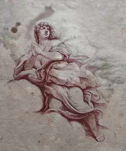 Antike Radierung Original Frau, religiös, Mythologie, Engel, betend - Bild 1 von 8