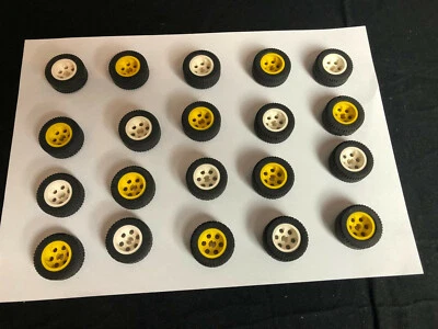 Lego 20 Reifen 6578 Felgen 2994 weiß und gelb Wheels Tire 30.4 x 14 VR  - Bild 1 von 4