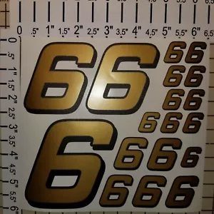 Gold w/ Black / Black #6's Racing Numbers Vinyl Decal Sheet 1/10- 1/12 Ford - Picture 1 of 11