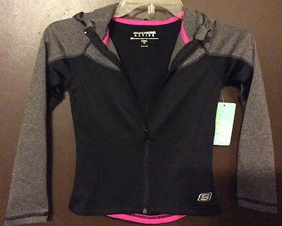 Chaqueta negra Skechers para niñas talla XS (4-5) con capucha juvenil nueva con etiquetas Foto 1 de 3