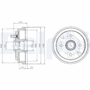 2x DELPHI Bremstrommel Trommeln Trommelbremse Hinten BF462 - Bild 1 von 1