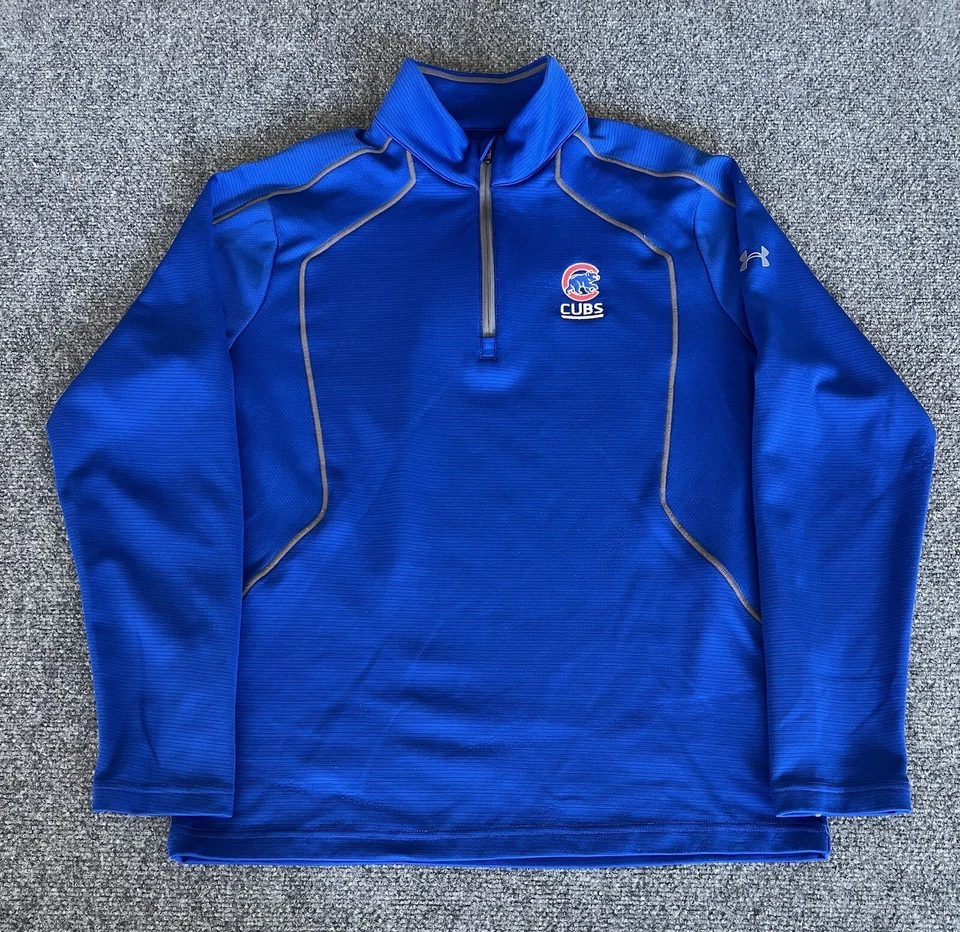 Pullover suelto con cremallera 1/4 Under Armour de los Chicago Cubs para hombre azul bordado logotipo MLB Foto 1 de 4