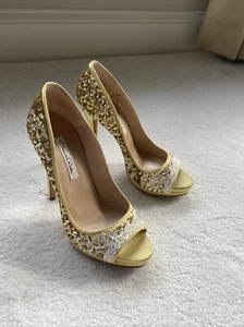 Oscar de la renta Colorblock Patten Bow Accents Slingback Pumps 39 1/2 - 9 - Picture 1 of 12