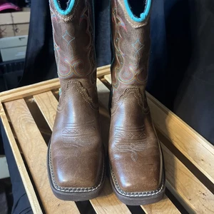 Stivali western da cowboy zingari Justin da donna taglia 7B marrone turchese - Foto 1 di 10