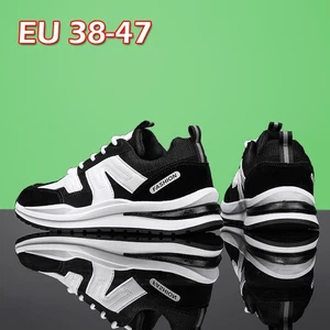 Fashion Leather-spliced Mesh Sneakers Rubber Sole Anti-slip Athletic Shoes - Picture 1 of 30