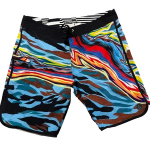 VOLCOM Men's 38 Parrillo Mod Tech Crazy Striped Lightweight Boardshorts - Picture 1 of 9