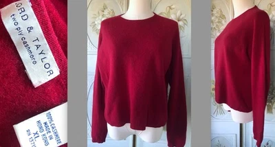 Lord & Taylor cachemir puro cuello redondo suave suéter clarete mujer XL USADO EN EXCELENTE CONDICIÓN Foto 1 de 4