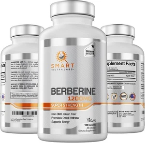 Smart Nutra Labs Premium Berberine HCL 1200mg- 180 Vegan Capsules, 100% Pure... - Picture 1 of 6