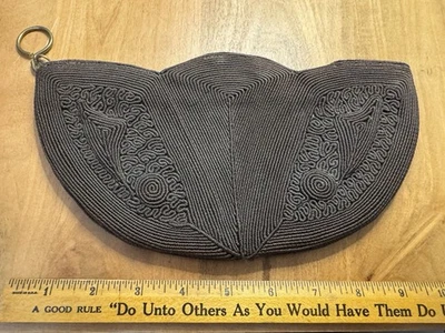 Bolso de Mano Corde Genuino Años 40’s-50’s Negro Texturizado Noche Fiesta Cartera De Colección    Foto 1 de 4