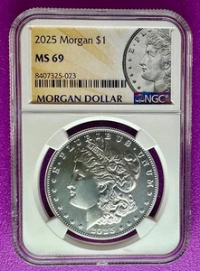 2025 $1 Morgan Silver Dollar NGC MS69 (023) - Picture 1 of 2