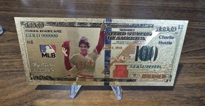 Pete Rose Gold Foil Novelty Souvenir Bank Note - Изображение 1 из 2
