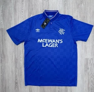 Rangers FC 1987 - 90 Football Shirt Blue Home Replica Shirt XL BNWT - Picture 1 of 14