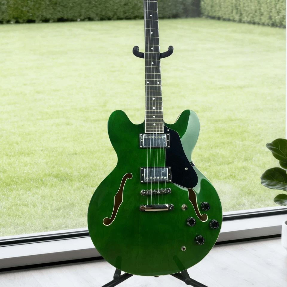 Green ES335Electric Guitar Christmas Gift F-Hole Chrome Hardware Black Pickguard - Image 1 of 4