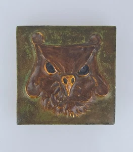 Ephraim Pottery The Old Sage Art Tile Owl 3x3 retirado 2013 edición limitada - Imagen 1 de 15