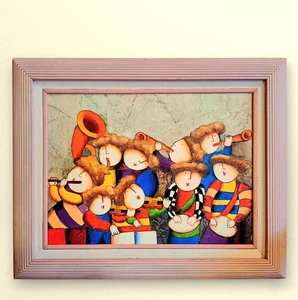 Art Print J. Roybal Colorful Happy Children Musicians Orchestra 17x21 - Picture 1 of 10