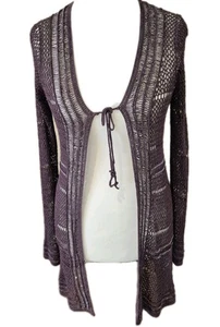 Vintage Petite Principles Crochet Hippie Boho Long Cardigan Uk med Festival - Picture 1 of 10
