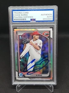 2024 Bowman Draft Refractor Signed Chase Burns Auto PSA DNA BDC-55 1st RC Reds - Picture 1 of 2