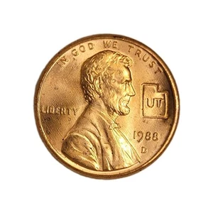 1988 D Utah Mix US State Stamped Lincoln Memorial Penny 1C - - Imagen 1 de 2