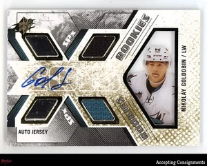 2015-16 SPx #142 Nikolay Goldobin 231/499 ROOKIE JERSEY RELIC AUTO RC SHARKS - Picture 1 of 2