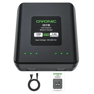 Ovonic D15 Dual 15W 1.2A LiPo Balance Charger for 1S-3S 3.7V-11.1V lipo battery - Picture 1 of 7