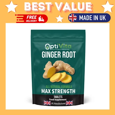 OPTIVITA Ginger Root Extract 3000mg Tablets, Digestion, Nausea, Sickness Capsules UK