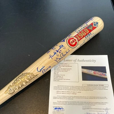 Beautiful 1969 Chicago Cubs Team Signed Baseball Bat 19 Sigs Ernie Banks JSA COA - Image 1 of 4