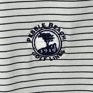 Camisa Polo Pebble Beach Golf Links Para Hombre Mediana Manga Corta Blanco Azul Rayas - Imagen 1 de 12