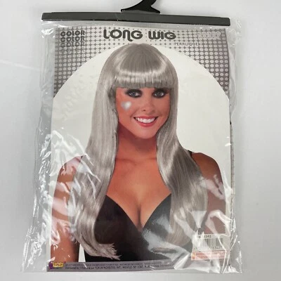 Forum Brand Long Wig Gray White Black Metallic Costume Theater New - Image 1 of 4