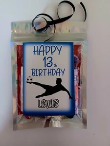  football themed party bags sweet filled pouch personalised Blue  - Picture 1 of 1
