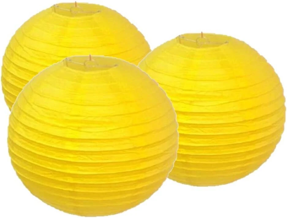 4"6"8"10"12"14"16"18圆形纸灯灯10"/25厘米,亮黄色  — 第 1/1 张图片