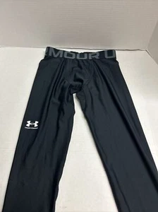 Under Armour Base Layer Pants Boys Youth Medium Black Fitted HeatGear Sports - Picture 1 of 4