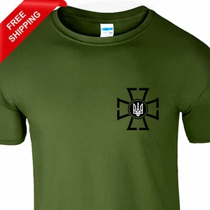 Volodymyr Zelensky Speech Support Ucraina Maglietta Verde Militare Bandiera Ucraina - Foto 1 di 3
