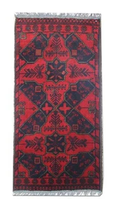 Red Blue Small Tribal Area Rug Handmade Oriental Wool Carpet Rug 49x100cm - Picture 1 of 4