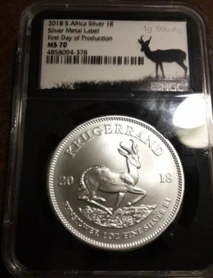2018 Silver Krugerrand MS70 FDOP              Silver Metal Label  - Image 1 of 2