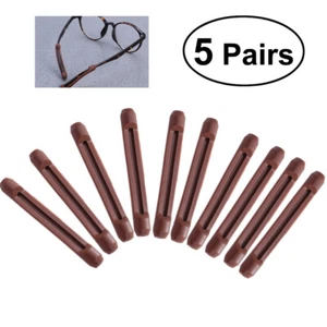 5 Pairs Comfortable Silicone Anti Ear Hooks for Eyeglass Sunglasses (Brown) - Picture 1 of 8