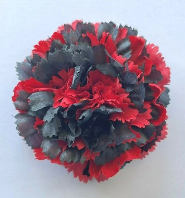 3.5" Red & Black Carnation Artificial Silk Flower Hair Clip Wedding Prom Party - Image 1 of 2