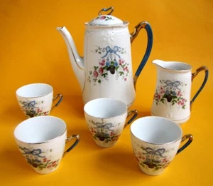 Ancien Service à Café RS Prussia - Porcelaine Décor Peint et Rehaussé main - Picture 1 of 11