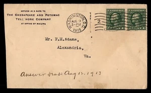 Mayfairstamps US 1913 Chesapeake Potomac Telephone Co to VA Cover aar_90047 - Picture 1 of 2