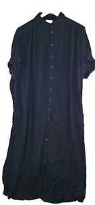 TOGETHER! Women Sz14 Black Long Short Sleeve Button Up Dress/Side Pockets/Collar - Picture 1 of 7