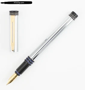 Rare Waterman Forum Cartridges Fountain Pen in Silver Grey-Blue Rings / M-nib - Picture 1 of 9
