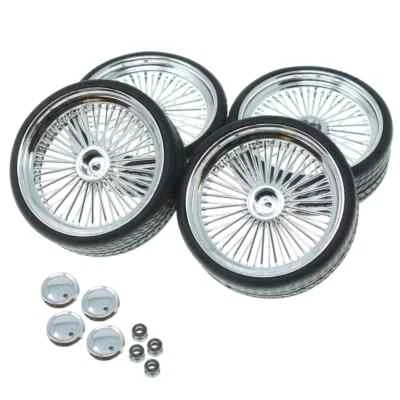 1/10 Low Rider 26" WHEELS + TIRE Set (4PCS) -SILVER CHROME-#RER19792 - Image 1 of 4