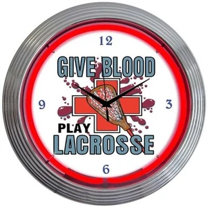 Lacrosse Art Light Neon Clock 15"x15" - Picture 1 of 1