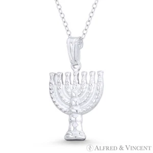 Colgante Hueco Plata Esterlina 0,925 Menora Judía Judaica Judaica Judaica Judaica - Imagen 1 de 1