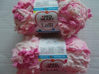 Red Heart Lolli baby textured plush yarn, Candy, lot of 2 (80 yds each) - Image 1 of 3