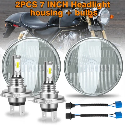 Carcasa de faros redondos + bombillas para motocicleta Setenty Two 2012-2016 de 7" pulgadas Foto 1 de 4