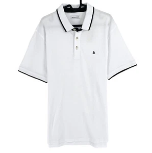 Jack & Jones Uomo Bianco Maniche Corte Polo Taglia XL - Foto 1 di 12