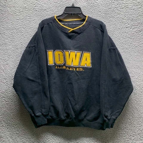 Iowa Hawkeyes Sweatshirt Adult 2XL XXL Black Football Big Embroidery Mens Cover