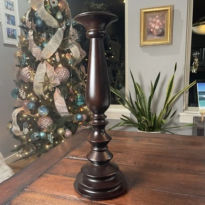 Pottery Barn эспрессо темное дерево 18 дюймов столб подсвечник превращенное дерево - Изображение 1 из 4