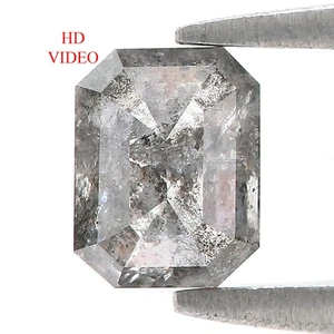 0.73 CT Natural Loose Emerald Cut Diamond 5.70 MM Salt And Pepper Diamond LQ1187 - Picture 1 of 8